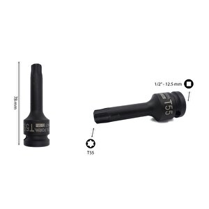 T55 1/2” Havalı Torx Uçlu Lokma Anahtar C68-t55