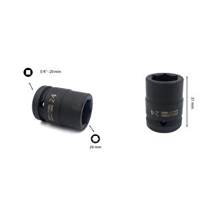 24 Mm 3/4” 6 Köşe Havalı Lokma Anahtar C72-h24