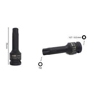 T60 1/2” Havalı Torx Uçlu Lokma Anahtar C68-t60