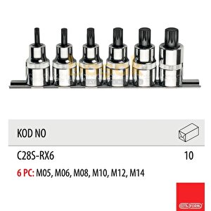 C28s-rx6 6 Parça 1/2” Xzn Uçlu Lokma Takımı - Kısa Tip
