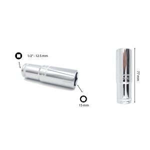 15 Mm 1/2” 6 Köşe Derin Lokma Anahtar C24-h15