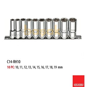 Ceta Form 10 - 19 Mm 3/8 " Derin Lokma Takımı 10 Parça C14-rh10