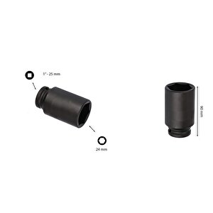 24 Mm 1” 6 Köşe Derin Havalı Lokma Anahtar C84-h24