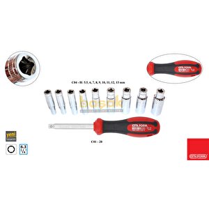 10 Parça 1/4” 6 Köşe Derin Lokma Takımı C04-10ph0