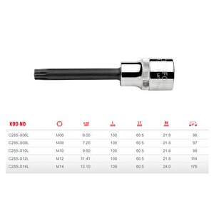 M14 Xzn Uçlu Uzun 1/2” Lokma C28s-x14l