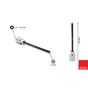 C28s-tr30xl 1/2” Delikli Torx Uçlu Lokma- Extra Uzun Tip
