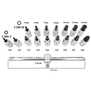 17 Parça 1/2” Torx Ve Lokmalı Allen Takımı C28s-17pth