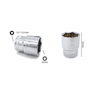 26 Mm 1/2” 6 Köşe Lokma Anahtar C22-h26