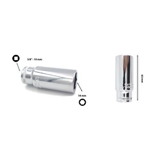 18 Mm 3/8” 6 Köşe Derin Lokma Anahtar C14-h18