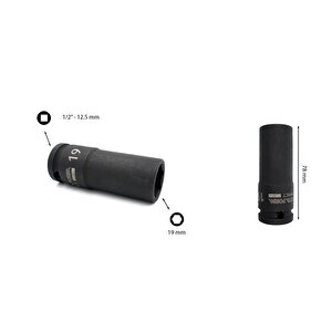19 Mm 1/2” 6 Köşe Derin Havalı Lokma Anahtar C64-h19
