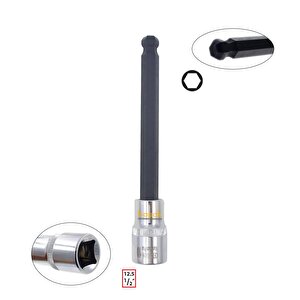 1/2” 10 Mm Ekstra Uzun Tip Topbaşlı Allen Uçlu Lokma C28s-hb10xl