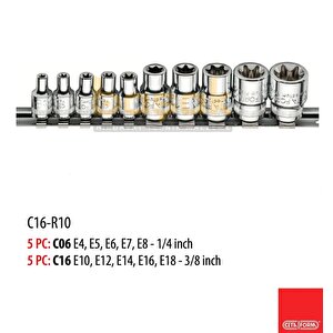 Ceta Form 10 Parça 1/4-3/8 Inç Dış Torx Lokma Takımı C16-r10