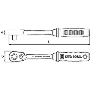 C11-11 3/8” Düğmeli Cırcır Kolu (kompakt Kafa)