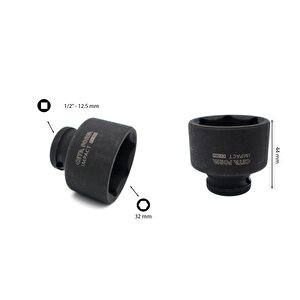 32 Mm 1/2” 6 Köşe Havalı Lokma Anahtar C62-h32