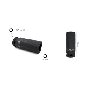 22 Mm 1/2” 6 Köşe Derin Havalı Lokma Anahtar C64-h22