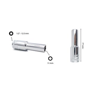 11 Mm 1/2” 6 Köşe Derin Lokma Anahtar C24-h11