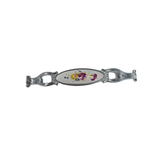 ZÜMRE 128 mm Metal KROM Kasa Beyaz  ÇİÇEK Desenli  / 5 ADET
