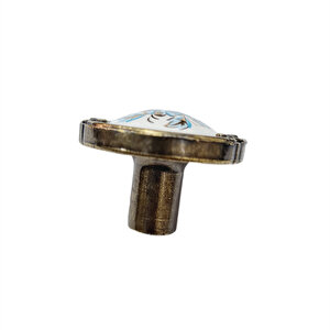 PORSELEN DÜĞME KULP METAL ANTİKSARI BEYAZ  MOTİFLİ   / 5 ADET