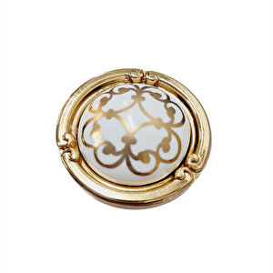 PORSELEN DÜĞME KULP METAL GOLD MOTİFLİ  / 5 ADET