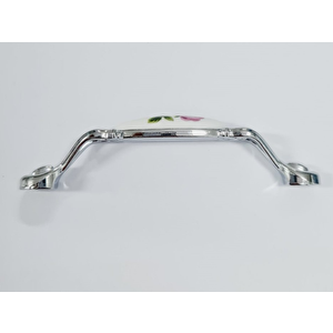 Miray 96 mm Metal KROM Kasa Beyaz  YAPRAK Desenli  / 5 ADET