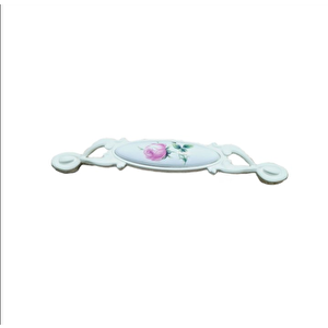Miray 128 mm Metal Krem Kasa Beyaz GÜL Desenli  / 5 ADET