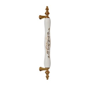 PORSELEN DÜĞME KULP METAL GOLD SİYAH DESENLİ  / 5 ADET