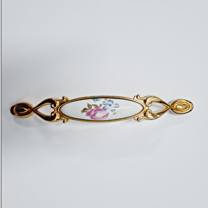 MİRAY 128 mm Metal Gold  porselen çiçek desenli / 5 ADET