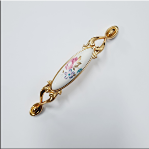 MİRAY 128 mm Metal Gold  porselen çiçek desenli / 5 ADET