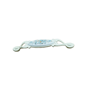Miray 128 mm Metal Krem Kasa Beyaz Mavi Çiçek Desenli  / 5 ADET