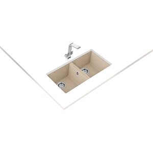 Square 760 Tg Çift Hazneli Tezgahaltı Bej Tegranite Eviye