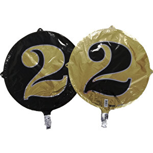 Folyo Balon Rakam 2 Çi̇ft Taraflı Gold Si̇yah 18''