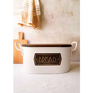 Ekmek Kutusu Ahşap Kapaklı Beyaz