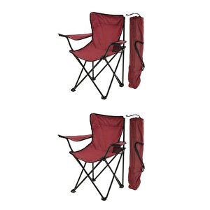 2'li̇ Rejisör Kamp Sandalyesi Katlanır Çantalı Piknik, Plaj, Balıkçı Sandalyesi-Bordo