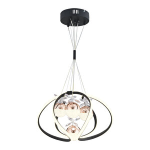 Balca 4'lü Siyah Bakır 3 Renkli 84 Watt Ledli Kelebek Led  Avize Top Avize Modern Oturma Odası, Koridor, Salon Led Avize