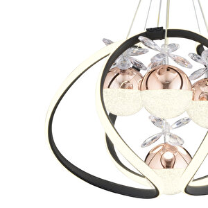 Balca 4'lü Siyah Bakır 3 Renkli 84 Watt Ledli Kelebek Led  Avize Top Avize Modern Oturma Odası, Koridor, Salon Led Avize