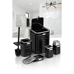 Okyanus Home Luna Siyah Kromlu Kare 5'li Banyo Seti