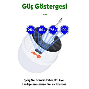 El Feneri Işıldak Kamp Lambası Ledli  Güneş Enerjili Şarjlı Pilli Portatif  Askılı Gece Lambası