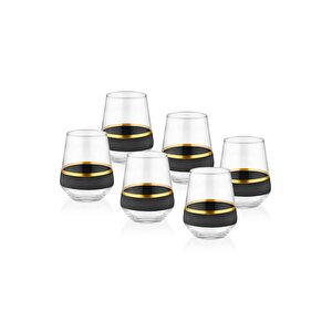Glow Su Bardağı Kısa Siyah Gold 6lı