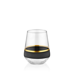 Glow Su Bardağı Kısa Siyah Gold 6lı
