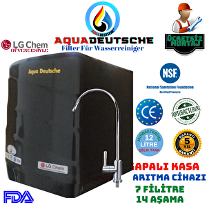 Aqua Deutsche Montaj Dahi̇l Si̇yah Renk 12 Li̇tre 14 Aşama 7 Fi̇li̇tre Alkali̇ Ve Mi̇neralli̇ Ters Ozmoz Su Aritma Ci̇hazi.