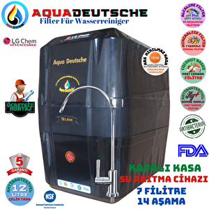 Aqua Deutsche Montaj Dahi̇l Si̇yah Renk 12 Li̇tre 14 Aşama 7 Fi̇li̇tre Alkali̇ Ve Mi̇neralli̇ Ters Ozmoz Su Aritma Ci̇hazi.