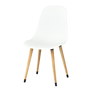 Vilinze Eames Naturel Ahşap Ayak Plastik Beyaz Sandalye