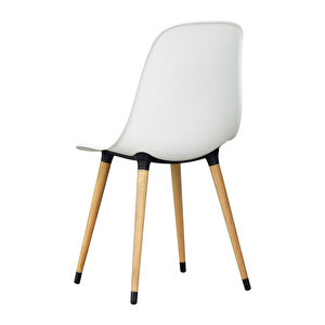 Vilinze Eames Naturel Ahşap Ayak Plastik Beyaz Sandalye
