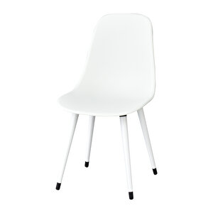 Vilinze Eames Beyaz Ahşap Ayak Plastik Beyaz Sandalye