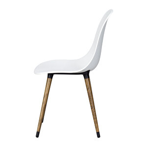 Vilinze Eames Kestane Ahşap Ayak Plastik Beyaz Sandalye