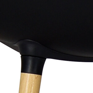 Vilinze Eames Naturel Ahşap Ayak Plastik Siyah Sandalye