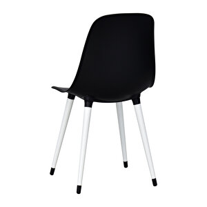 Vilinze Eames Beyaz Ahşap Ayak Plastik Siyah Sandalye