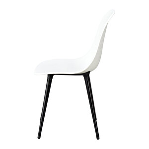 Vilinze Eames Siyah Ahşap Ayak Plastik Beyaz Sandalye