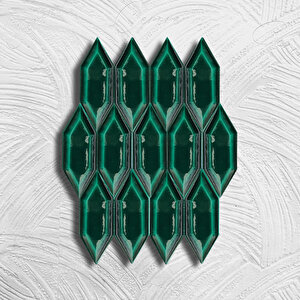 Kütahya Çini Yapı Tasarım 5x15 Feather Serisi Yeşil Bose Şekilli Karo