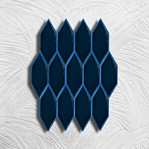Kütahya Çini Yapı Tasarım 5x15 Feather Serisi Mavi Pane Şekilli Karo